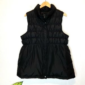 J. Jill Black Down Puffer Vest XL Zip front Mock Neck Vest